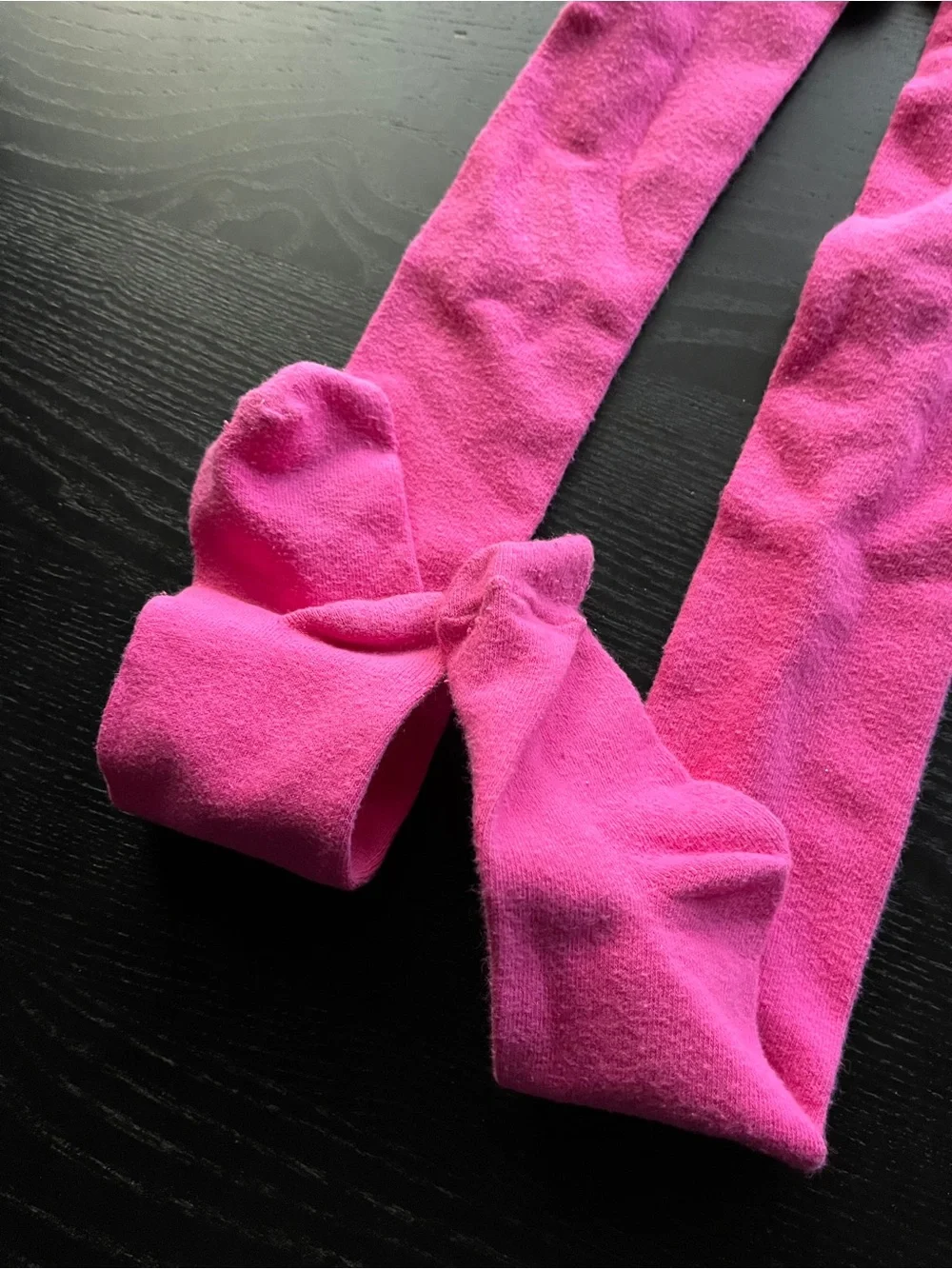 Pink Knit Tights Stockings Size 7-10 Kids Girls Footed Elastic Waist
